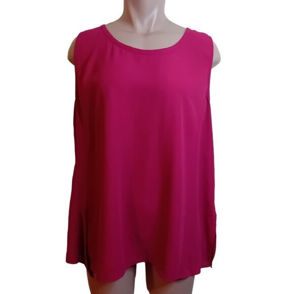 NWOT Michel Studio Sheer Cranberry Sleeveless Blouse Size 18 - Picture 1 of 11